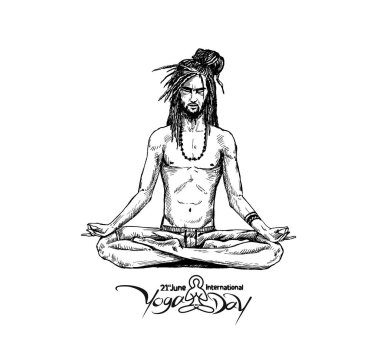Yoga Guru Baba Looking for Inner Peace. Hand Draw Sketch Vector  clipart