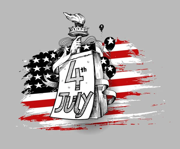 행복 한 미국 독립 기념일 4 일 7 월입니다. 인사말 카드와 포스터 D — 스톡 벡터