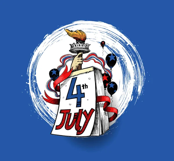 Feliz Día de la Independencia de Estados Unidos 4 de julio. Tarjeta de felicitación y póster D — Vector de stock