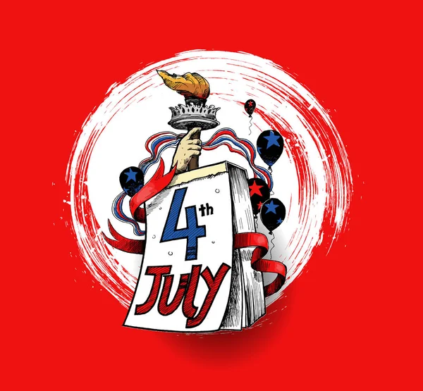 Ευτυχισμένος ΗΠΑ Ημέρα Ανεξαρτησίας 4 Ιουλίου ου. Ευχετήρια κάρτα και αφίσα Δ — Διανυσματικό Αρχείο