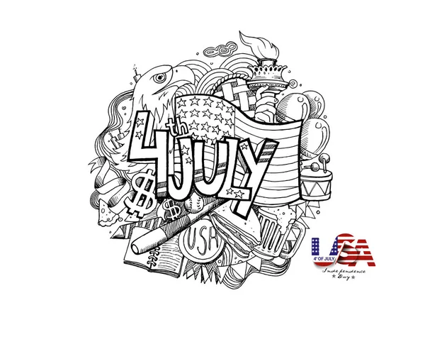행복 한 미국 독립 기념일 4 일 7 월입니다. 인사말 카드와 포스터 D — 스톡 벡터