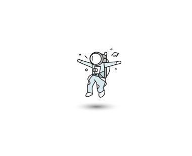 Bir uzayda düşen astronot-düz çizgi sanat tasarım Illustr