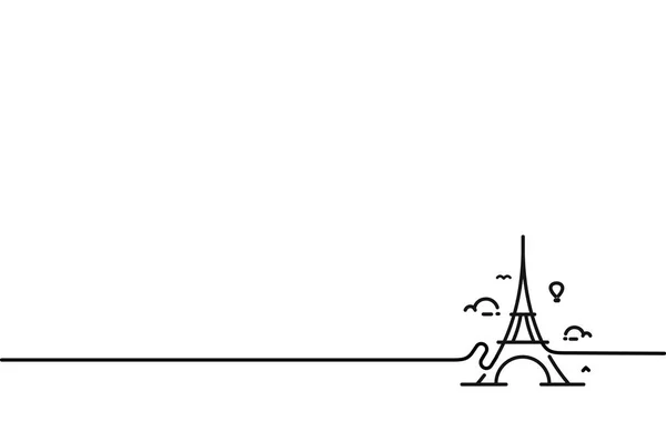 Paris, Eyfel Kulesi, Paris karikatür sanatı, kartpostal, Line Art sevmek — Stok Vektör