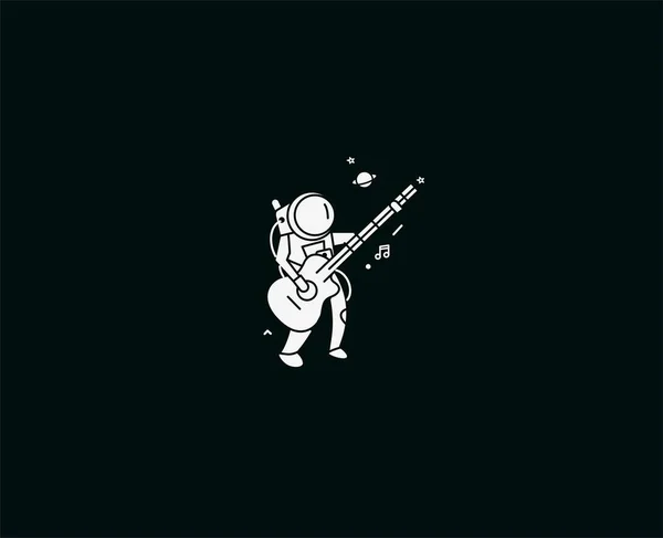 Astronaut in Playing Guitar, Hand Drawn Sketch Vector illustrati — Stock Vector