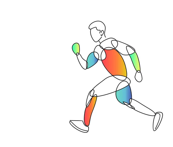Sport und Aktivität Mann Läufer Jogger Laufen isoliert Linie art d — Stockvektor