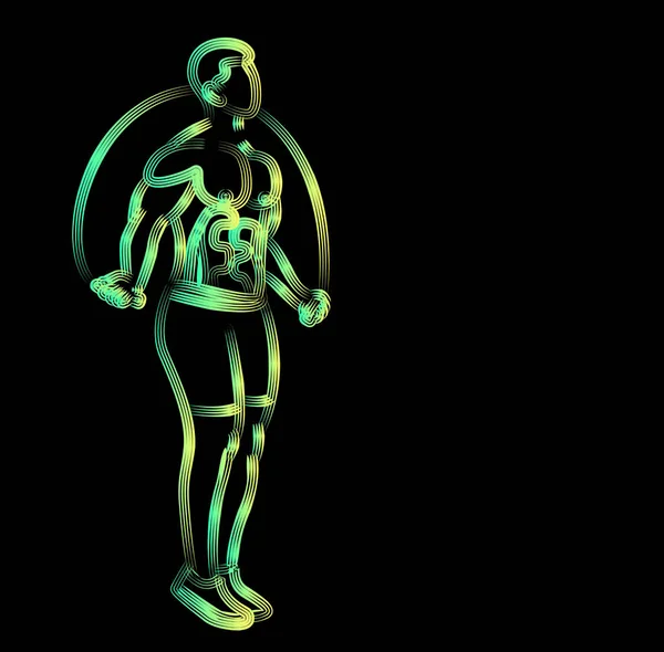 Bodybuilding Sport et activité athlète sauter corde ligne art d — Image vectorielle