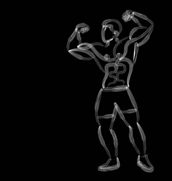 Bodybuilding Sport e attività Line Art drawing, Vector Illustr — Vettoriale Stock