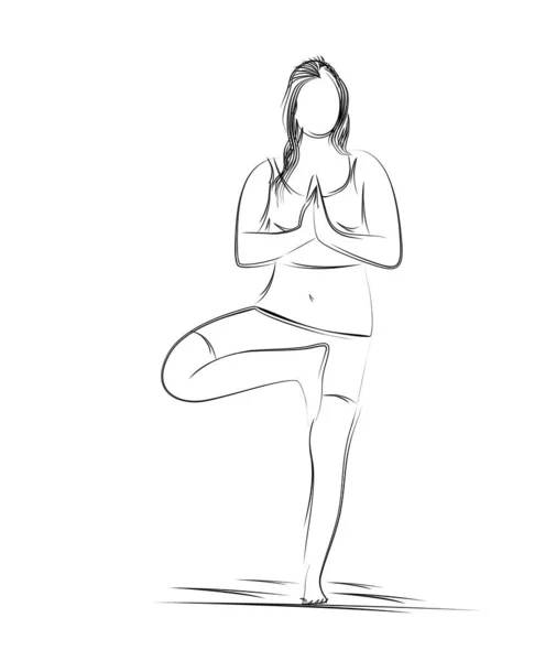 Mujer practicando yoga pose, 21 junio Día Internacional del Yoga, Fl — Vector de stock