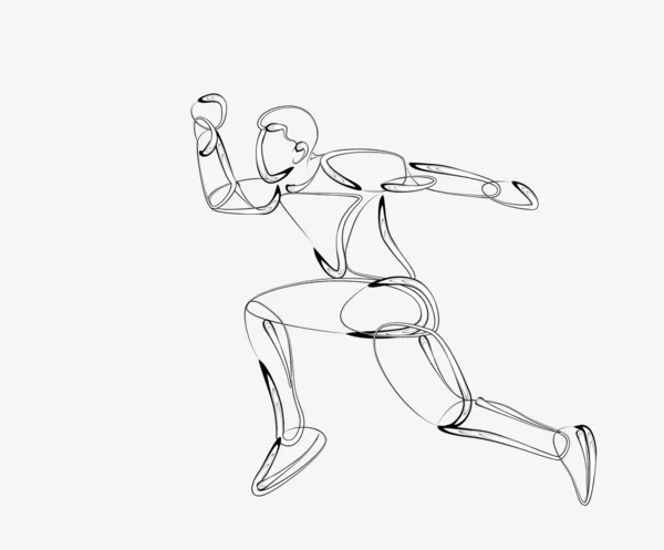 Deporte y actividad hombre corredor corredor corriendo aislado línea arte d — Vector de stock