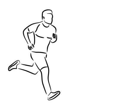 Spor ve aktivite adam koşucu koşucu izole çizgi sanat d çalışan