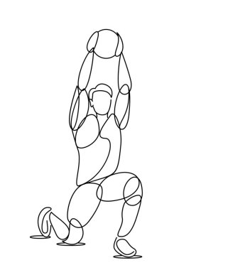 Futbolcu Adam bir basketbol tutan - 3d Renk çizgi sanat vecto