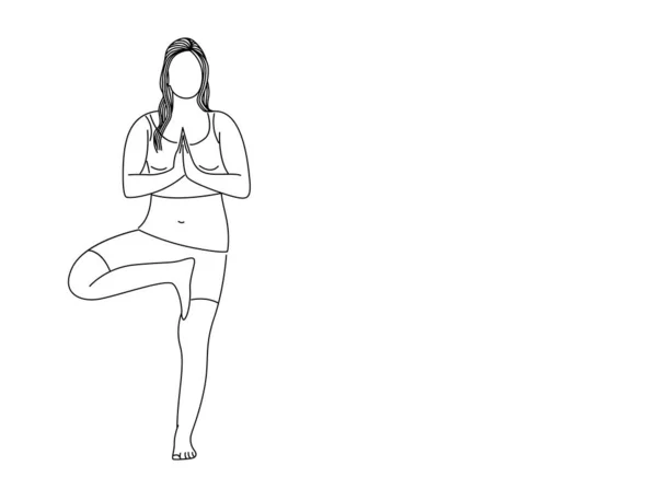 Nő gyakorló jóga jelent, június 21 nemzetközi jóga nap, Fl — Stock Vector