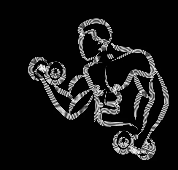 Atletik erkekler geri kasları egzersiz spor salonu vücut kadar pompalama - — Stok Vektör