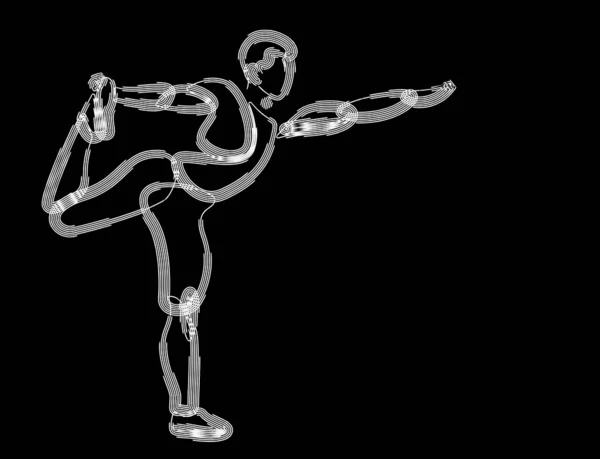 ヨガポーズを練習する男、6月21日国際ヨガデー、3D C — ストックベクタ