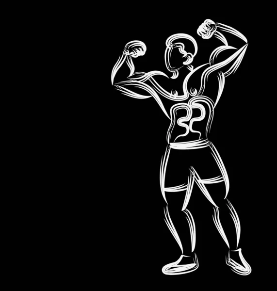 Bodybuilding sport och aktivitet linje konst ritning, vektor ILLUSTR — Stock vektor