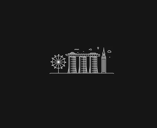 Podróżuj po świecie koncepcja pomnika-wektor płaski line Art Design. — Wektor stockowy