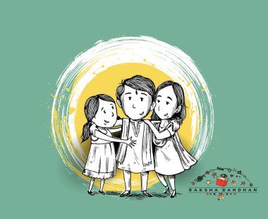 Mutlu Raksha Bandhan kutlama Afiş. il ile güzel çerçeve