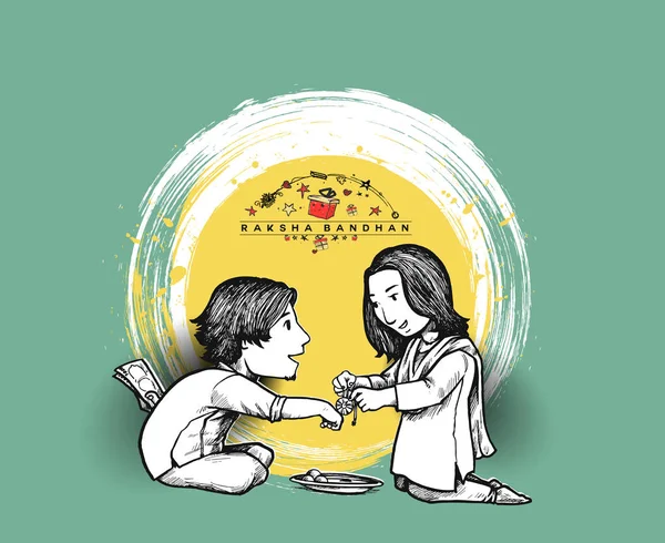 Feliz cartel de celebración de Raksha Bandhan. Hermoso marco con il — Archivo Imágenes Vectoriales