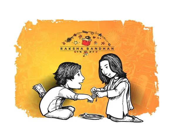 Boldog Raksha Bandhan ünnepe poszter. Szép keret az Il — Stock Vector