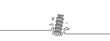 Pisa kule el çizilmiş, Piza-anahat tasarım vector Illus için