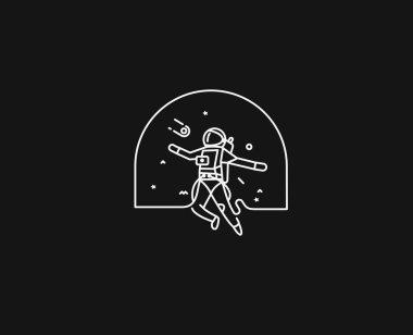 Bir uzayda düşen astronot-düz çizgi sanat tasarım Illustr