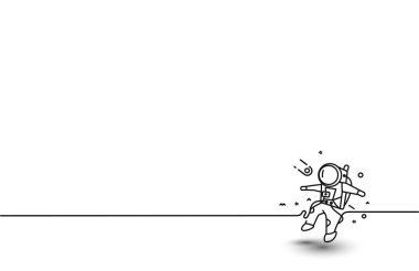 Bir uzayda düşen astronot-düz çizgi sanat tasarım Illustr