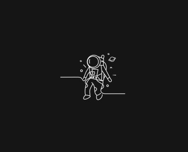 Astronot düz çizgi sanat tasarım Illustration.