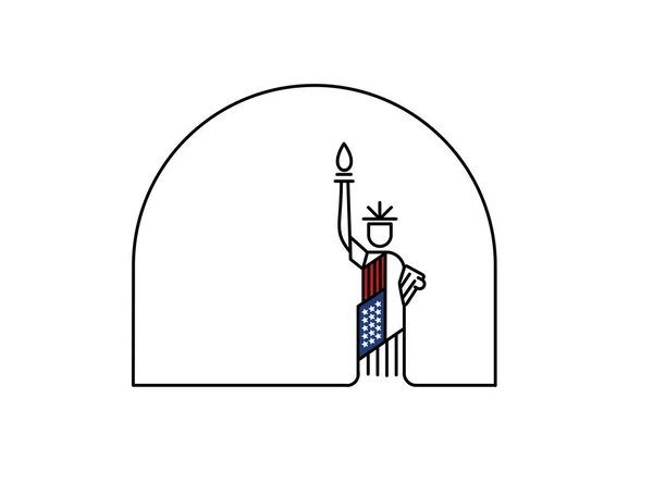 USA Statue of Liberty Landmark. Patriotic America vector illustr — Stock Vector