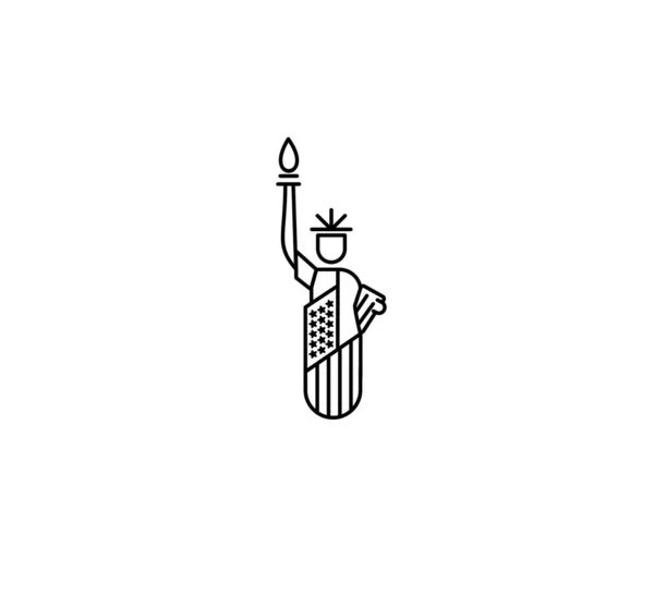 自由の女神のランドマーク。愛国的なアメリカのベクトルイラスト — ストックベクタ