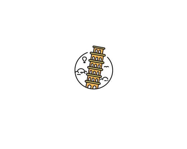 傾斜塔の手描き、ピサ - デザインベクトルイルスのアウトライン — ストックベクタ