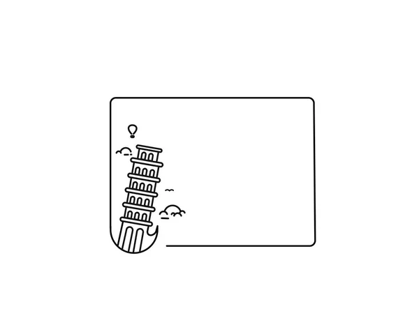 斜塔手绘,比萨 - 设计矢量图轮廓 — 图库矢量图片
