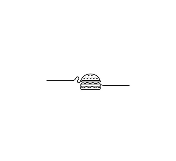 Burger - fast food koncept, Line Art Vector ilustrace. — Stockový vektor