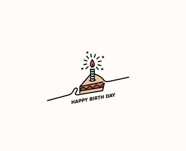 バースデーケーキアイコンベクトルイラスト。お誕生日おめでとう。ケーキ用 — ストックベクタ