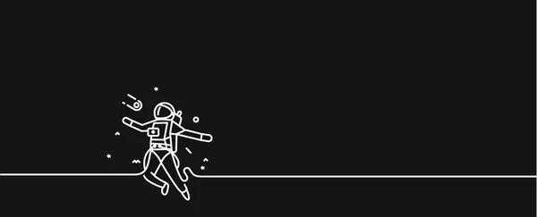 Un astronaute tombe dans un espace - Flat Line Art Design Illustr — Image vectorielle