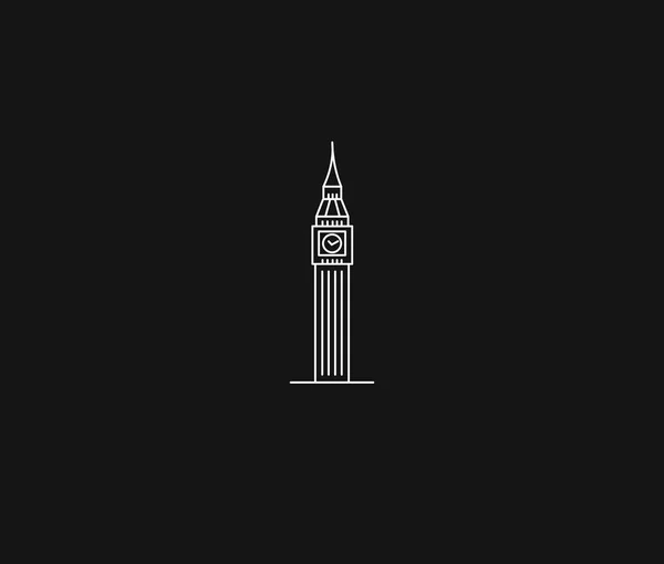 Un orologio a torre disegnato a mano, Big Ben Londra - Outline for Design Ve — Vettoriale Stock