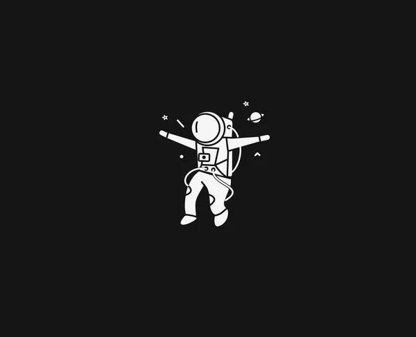 Astronauta linha plana ilustração de design de arte . — Vetor de Stock
