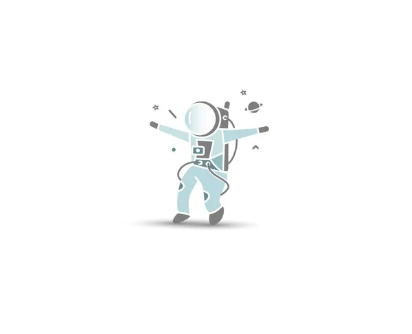 Astronauta Línea Plana Diseño de Arte Ilustración . — Vector de stock