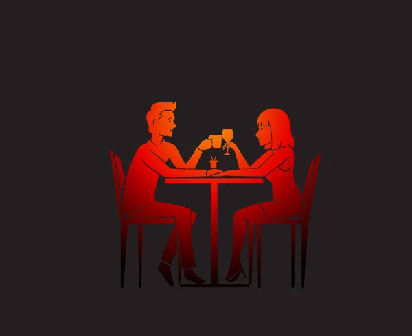 Couple mignon en amour sortir ensemble illustration vectorielle. Couple d'amour en r — Image vectorielle