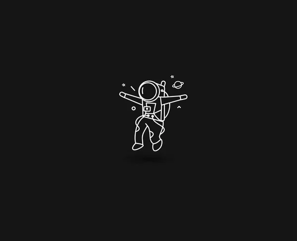 Astronaut Flat line konst design illustration. — Stock vektor