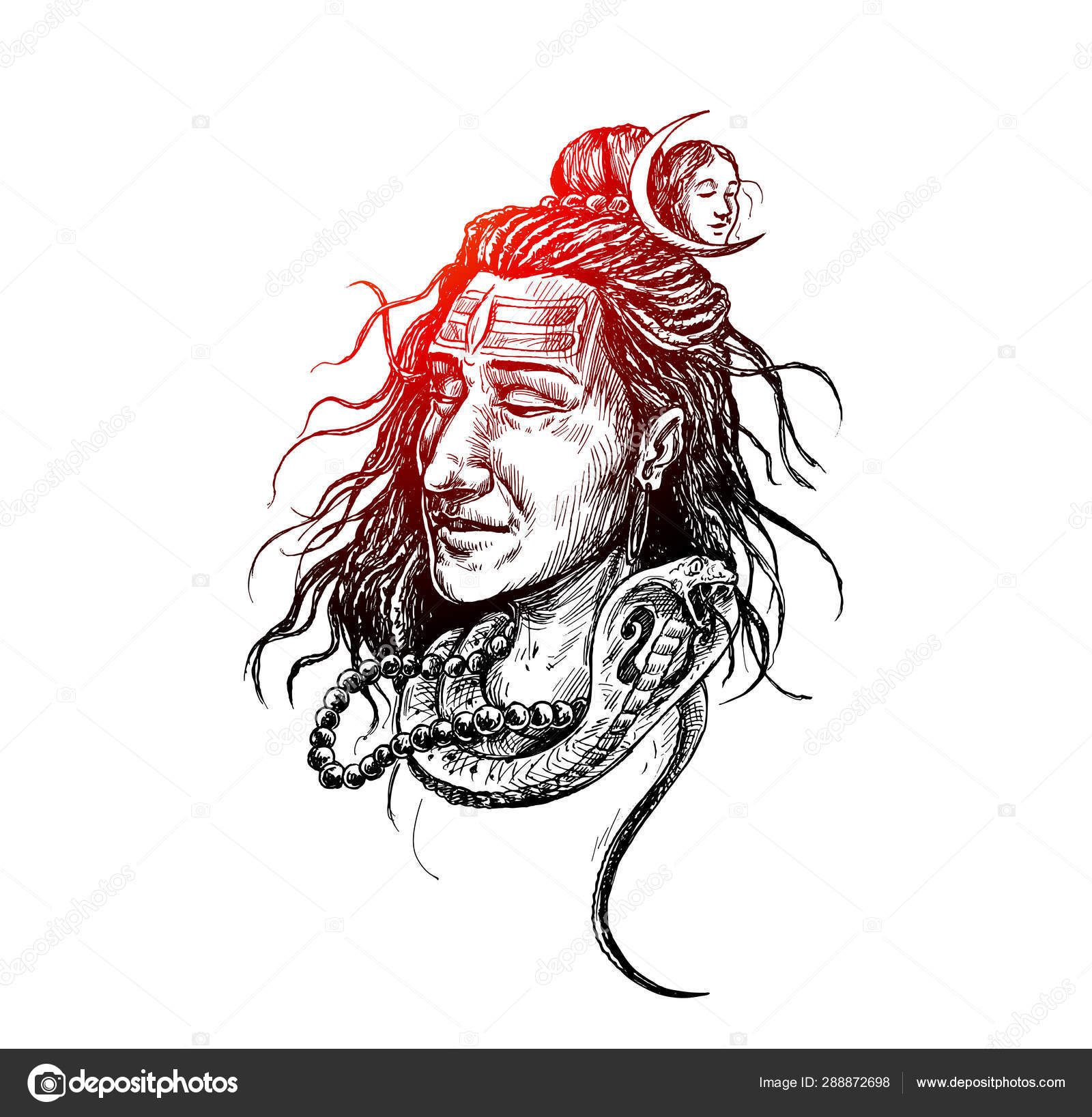 Lord Shiva Face tattoo - mahashivaratri Poster, Hand Drawn Sketc Stock  Vector Image by ©redshinestudio #288872698