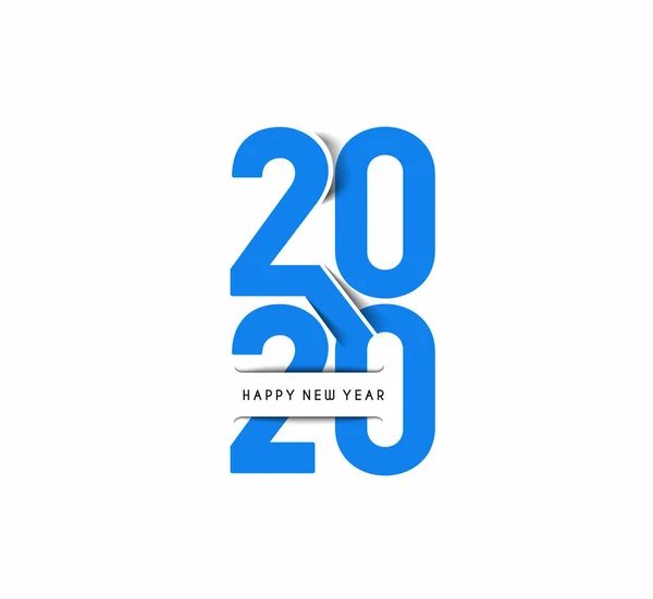 新年快乐 2020 文本设计拍片,矢量插图. — 图库矢量图片