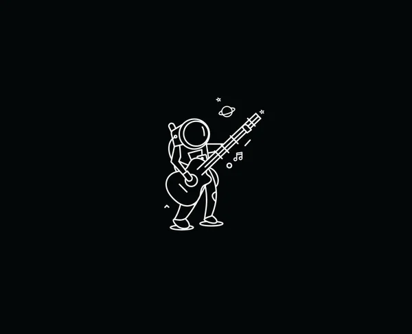Astronauta em tocar guitarra, desenho à mão Esboço Vector illustrati — Vetor de Stock