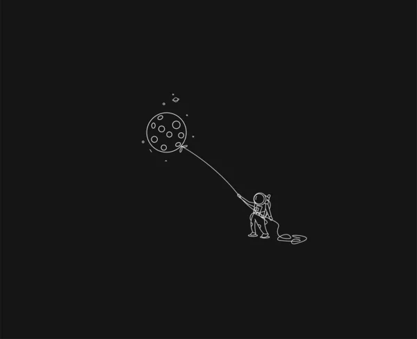 Астронавти Літаюча повітряна куля з кайт стилі, плоскі векторні мистецтва вектор — стоковий вектор