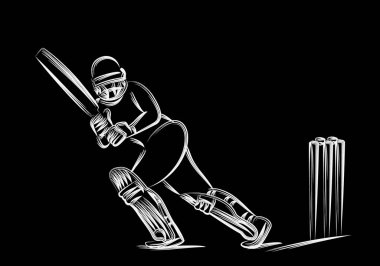 Batsman Kriket Oynama Kavramı - şampiyonluk, Line art des