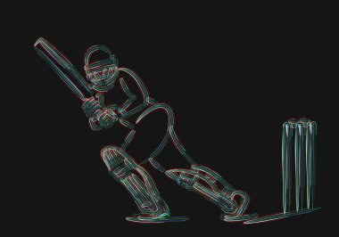 Batsman Kriket Oynama Kavramı - şampiyonluk, Line art des