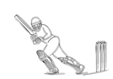 Batsman Kriket Oynama Kavramı - şampiyonluk, Line art des
