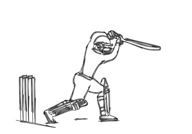 Batsman Kriket Oynama Kavramı - şampiyonluk, Line art des
