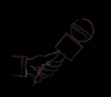 Mikrofonlu canlı haber şablonu. Gazetecilik kavramı, Line sanat