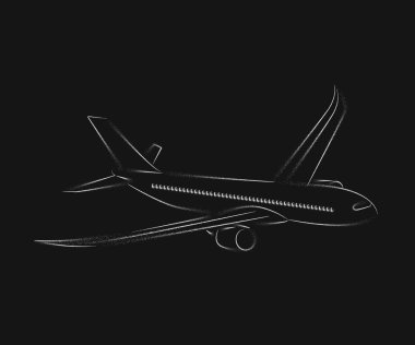 Uçak uçan Simge, Line Art Vector Arka Plan.