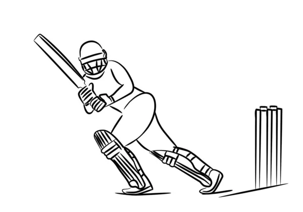 Concept of Batsman Playing Cricket - championnat, Line art des — Image vectorielle